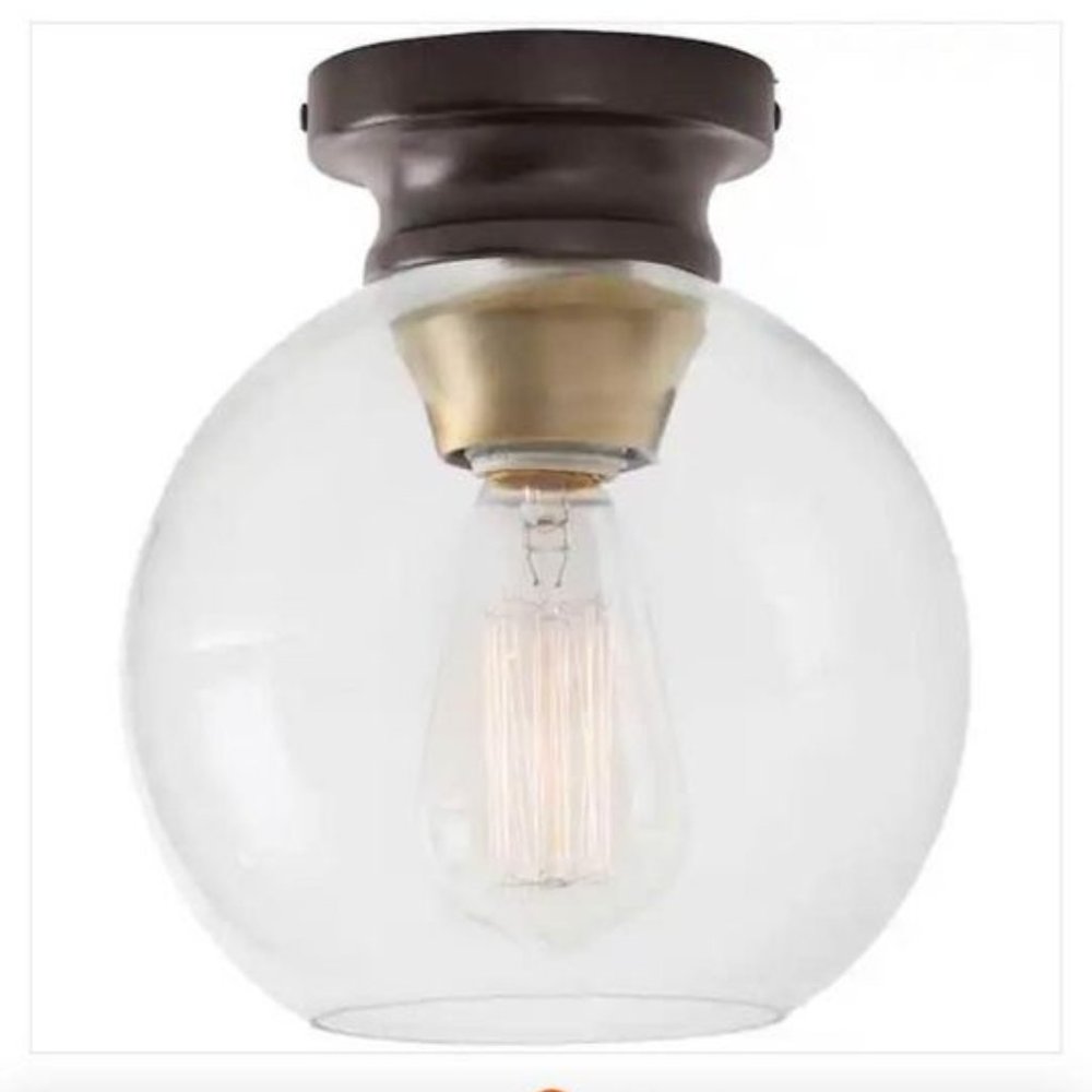 Flush Mount Ceiling Light with Clear Glass Shade